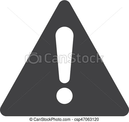 450x423 Warning Icon In Black On A White Background. Vector Illustration.