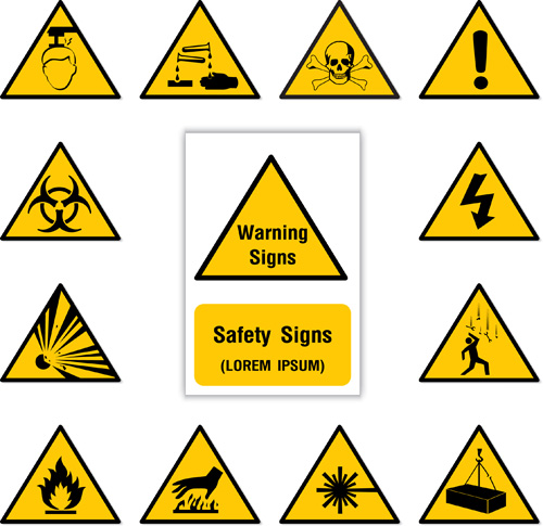 500x485 Yellow With Black Warning Sign Vector 03 Free Download