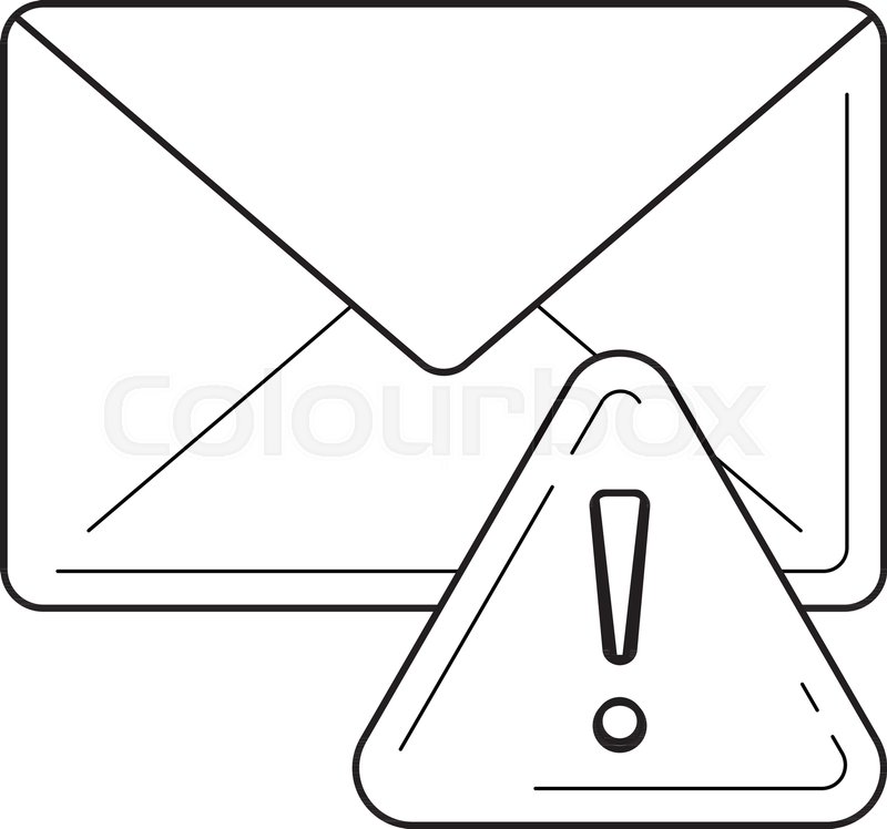 800x748 Email Spam With Warning Sign Vector Line Icon Isolated On White