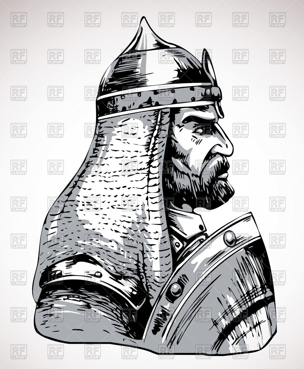 987x1200 Portrait Of Medieval Warrior Vector Image Vector Artwork Of