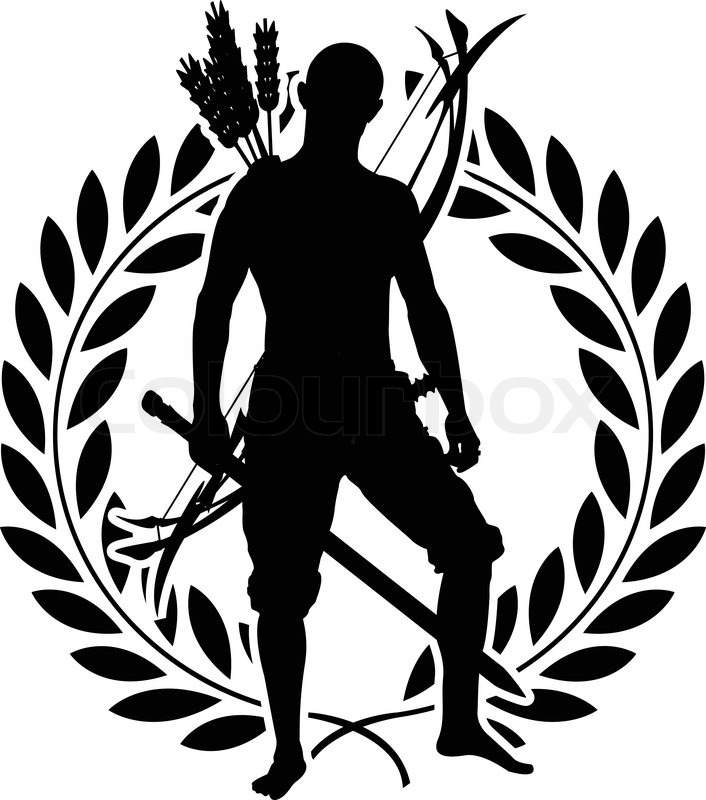 706x800 Fantasy Warrior With Laurel Wreath. Vector Illustration Stock