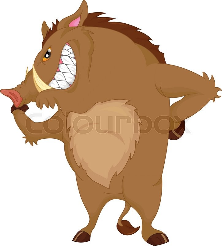 724x800 Vector Illustration Of Angry Warthog Cartoon Stock Vector