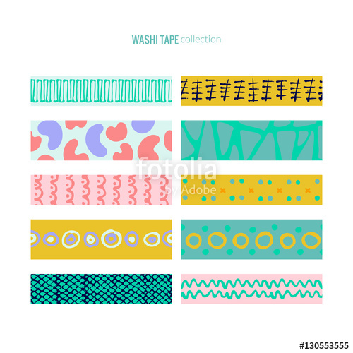 500x500 Set Of Cute Washi Tape. Decorative Stripes With Pastel Colors An