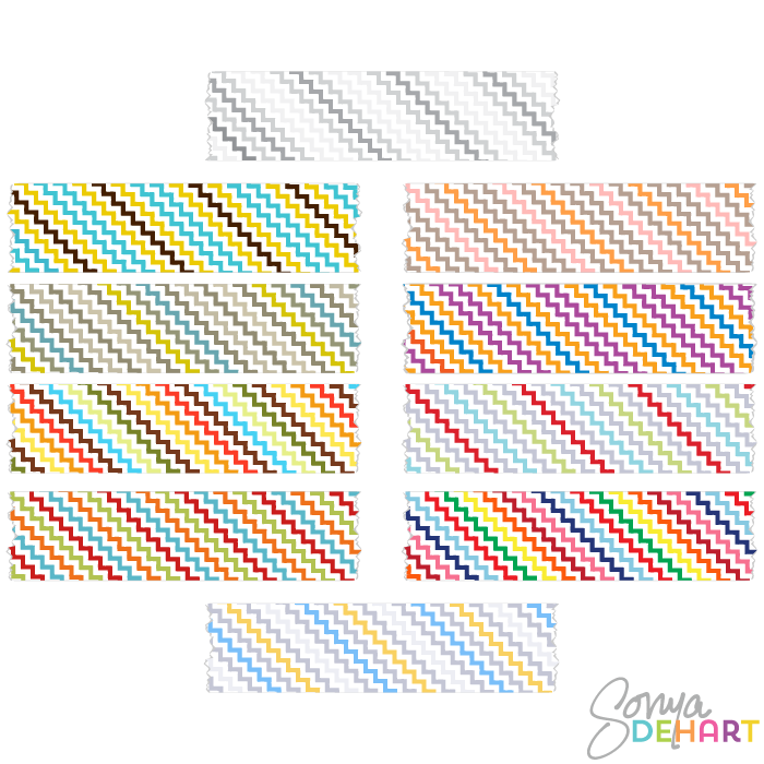 700x700 Vector Chevron Washi Tape Clip Art Set