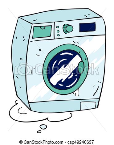 370x470 Cartoon Image Of Washing Machine. An Artistic Freehand Picture.