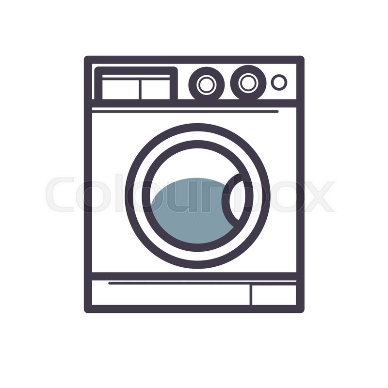 800x800 Washing Machine Front View Close Up Isolated On White. Vector