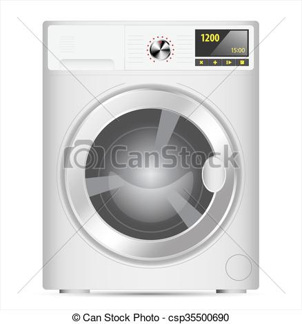 438x470 White Realistic Vector Washing Machine