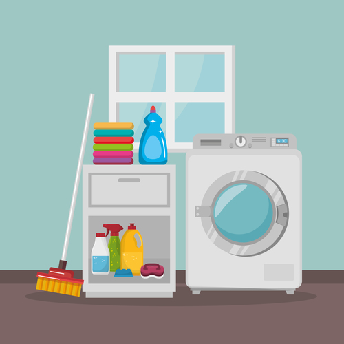 500x500 Cleaning Housework With Washing Machine Vector 05 Free Download