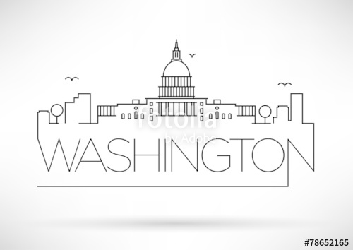 500x354 Washington D.c. City Line Silhouette Typographic Design Stock