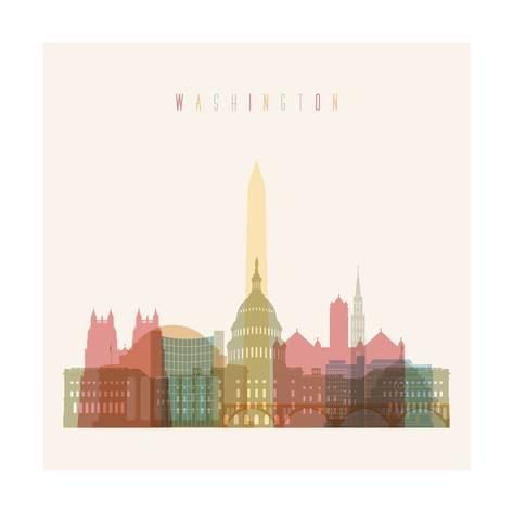 473x473 Washington Dc Skyline Multicolor Poster In Editable Vector File