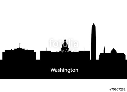 500x364 Washington Dc City Skyline Silhouette. Vector Illustration Stock