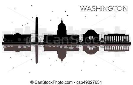 450x287 Washington Dc City Skyline Black And White Silhouette With