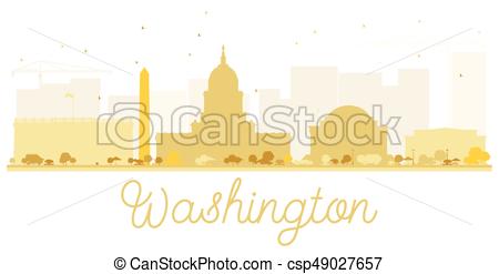 450x247 Washington Dc City Skyline Golden Silhouette. Vector Illustration