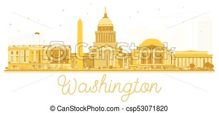 450x232 Washington Dc Usa City Skyline Golden Silhouette. Vector