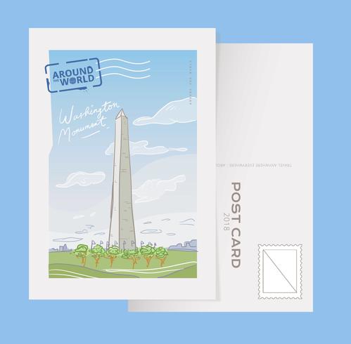 499x490 Washington Monument Landmark Postcard Vector Illustration