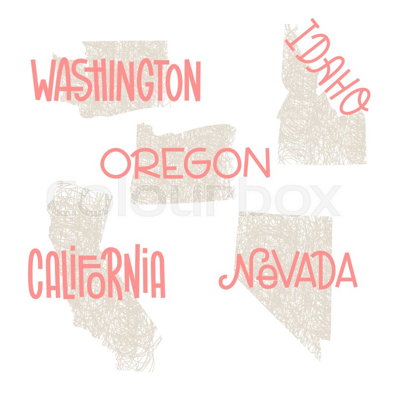 800x800 Washington, Idaho, Oregon, California, Nevada Usa State Outline