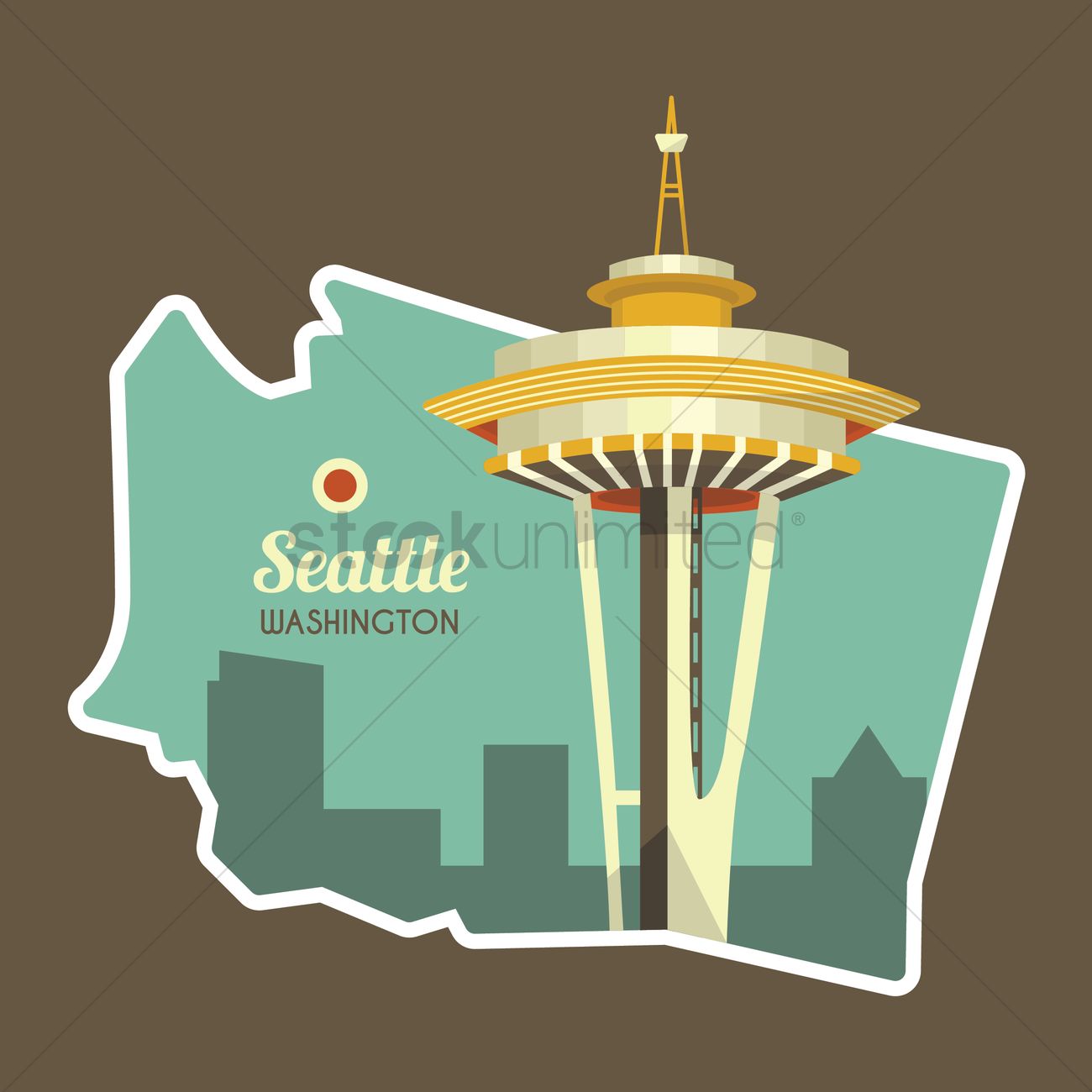 1300x1300 Map Of Washington State Vector Image