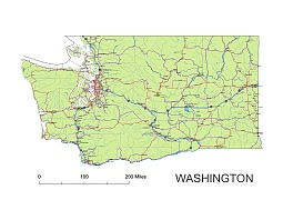 255x180 Preview Of Washington State Vector Road Map.