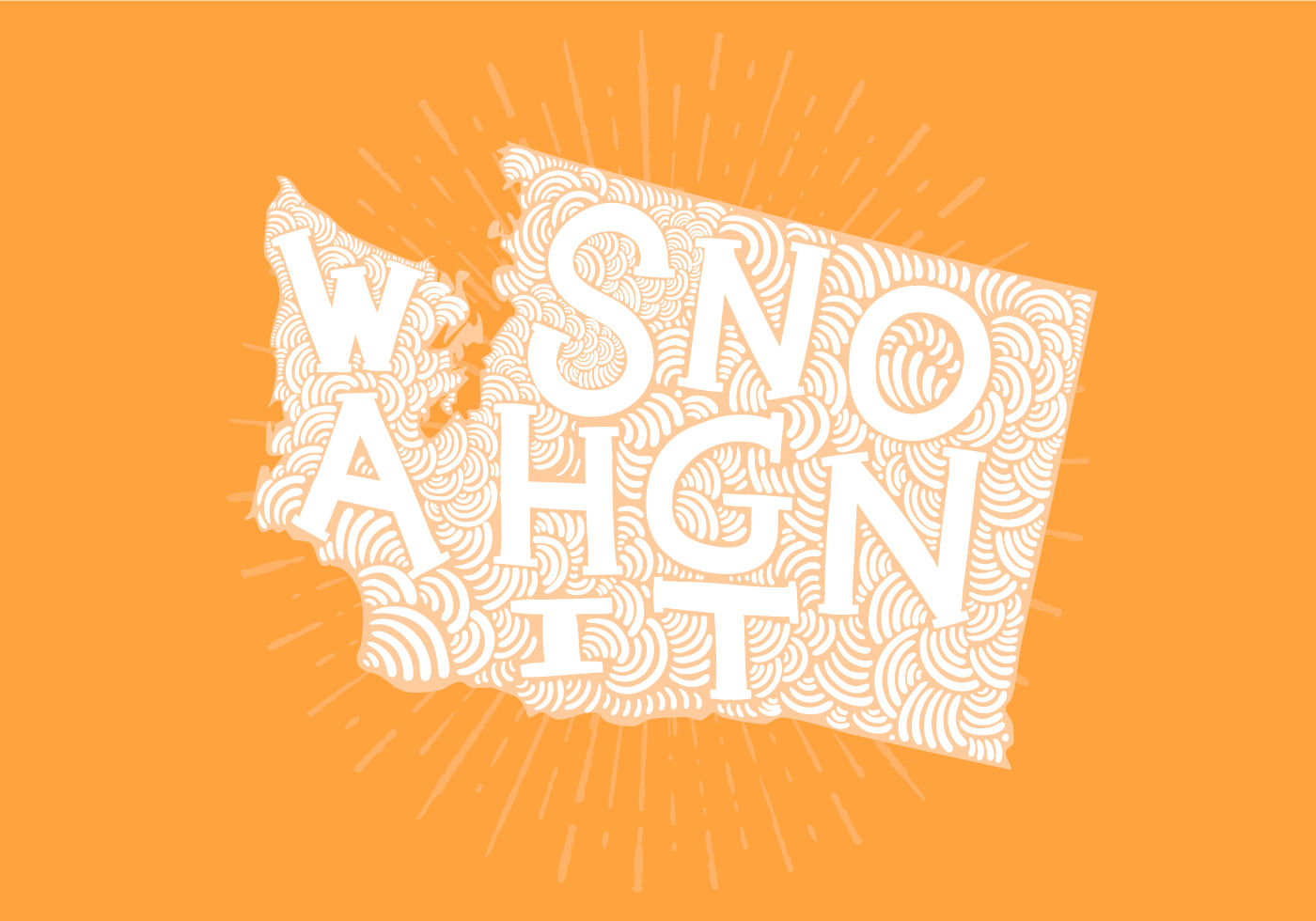 1400x980 Washington State Map Free Vector Art