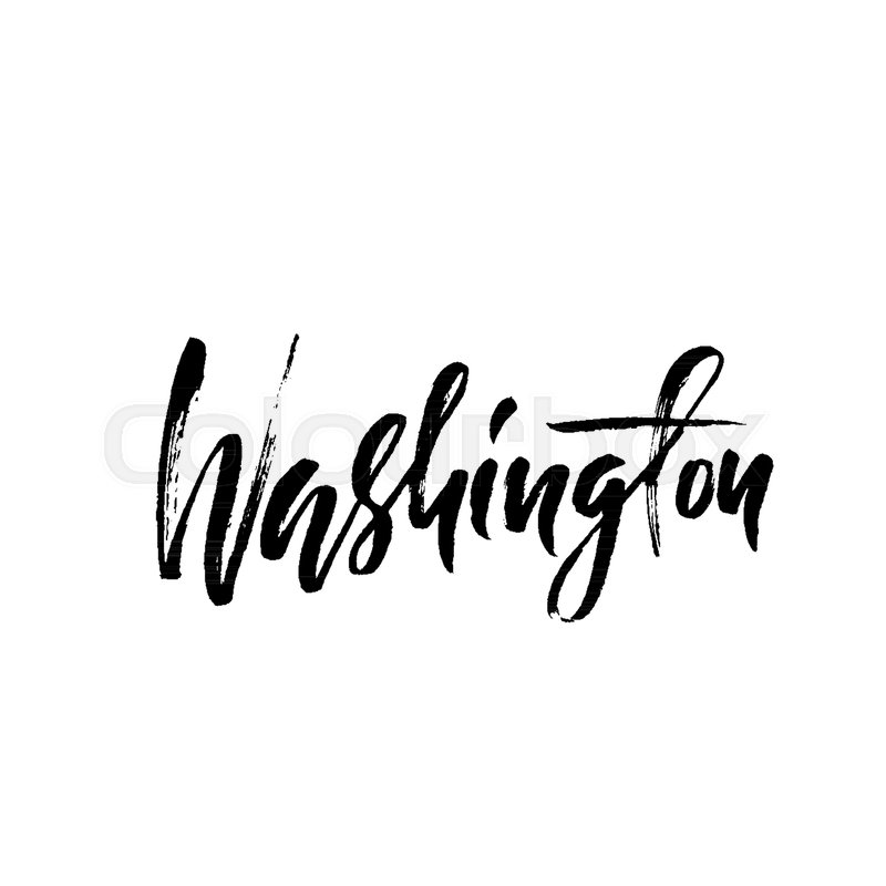 800x800 Washington. Modern Dry Brush Lettering. Retro Typography Print