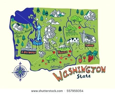 450x369 Washington State River Map