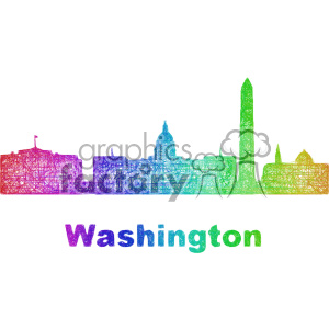 300x300 Royalty Free City Skyline Vector Clipart Usa Washington 402726