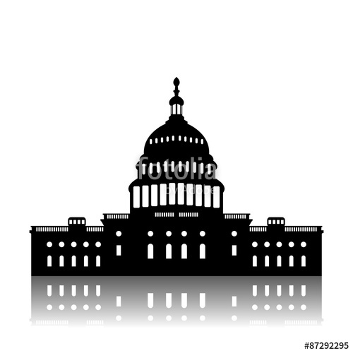 500x500 Washington Capitol Building Skyline Silhouette Vector Stock Image