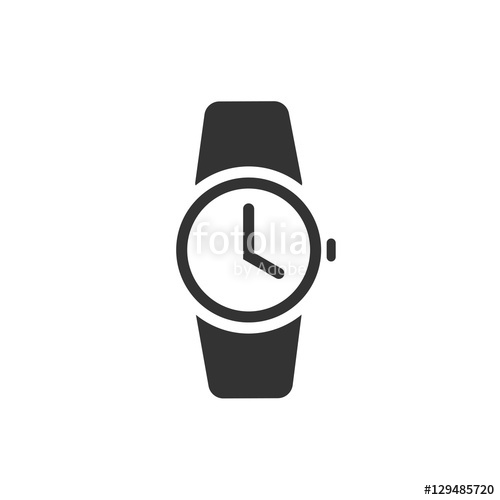 500x500 Watch Icon Vector Illustration Isolated On White Background, Black