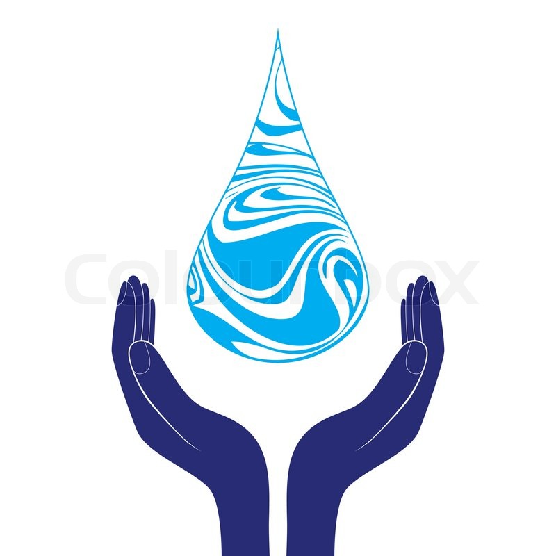 800x800 Save Water Sign Icon. Hand Holds Water Drop Symbol. Environmental