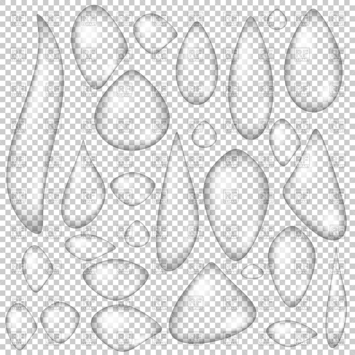 1200x1200 Set Of Transparent Water Drops Vector Image Vector Artwork Of