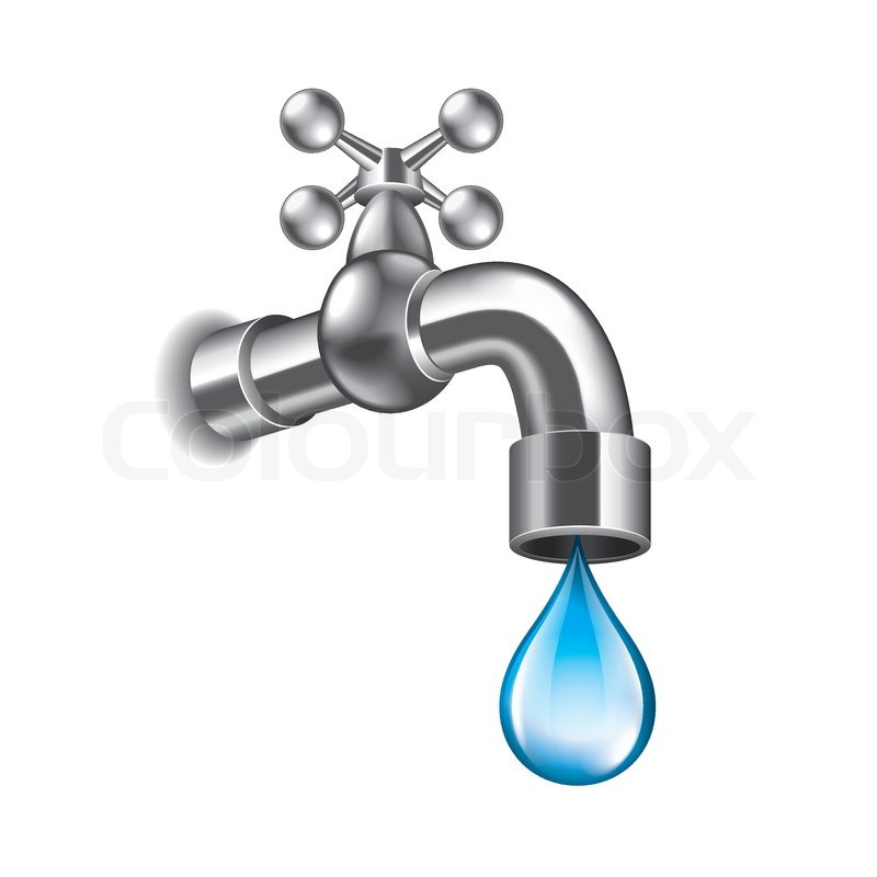 800x800 Water Faucet Isolated On White Photo Realistic Vector Illustration
