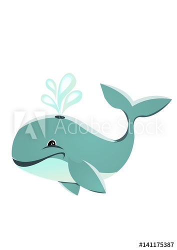 354x500 Whale With Water Fountain. Vector Illustration, Isolated On White