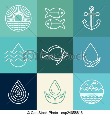 450x470 Vector Water Line Icons And Logos