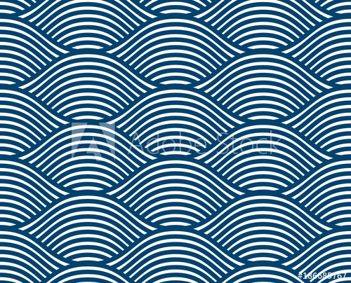 500x404 Water Waves Seamless Pattern, Vector Curve Lines Abstract Repeat