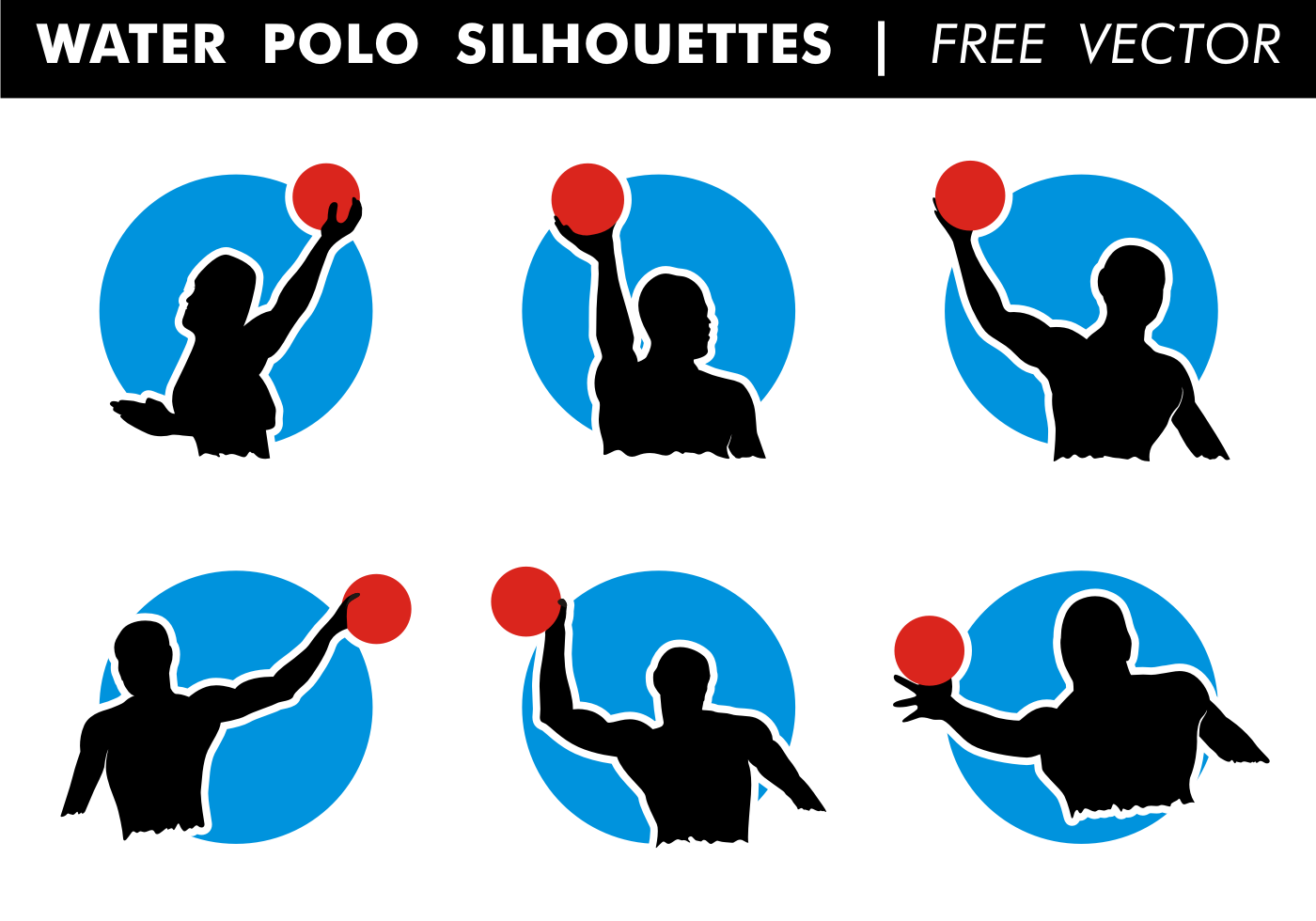1400x980 Water Polo Silhouettes Vector