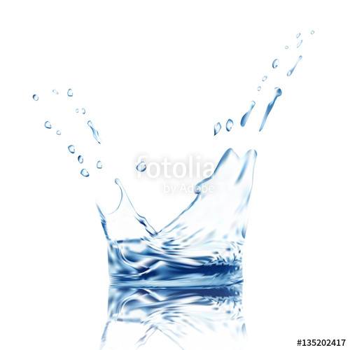 500x500 Water Vector. Blue Water Splash Isolated Vector On White With