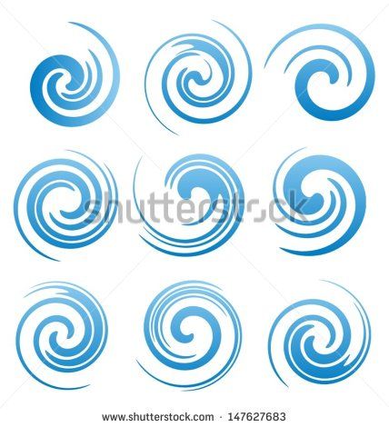 428x470 Set Of Water Swirls Design Elements. Abstract Water Splash Shapes