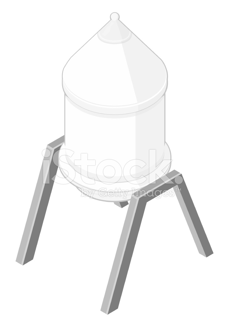 716x1024 Isometric Water Tower Stock Vector