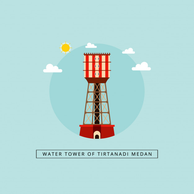 626x626 Water Tower Of Tirtanadi Medan Vector Premium Download