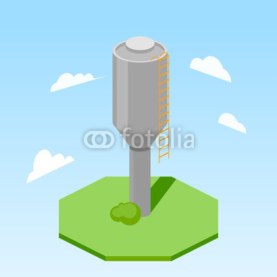 400x400 Water Tower Building Isometric Vector Illustration Buy Photos