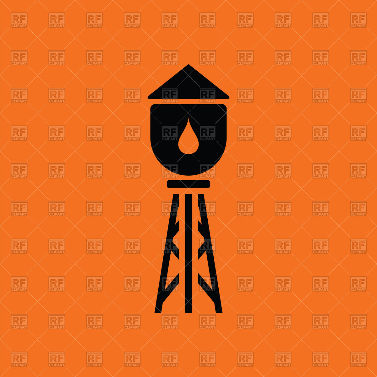 1200x1200 Water Tower Icon On Orange Background Vector Image Vector