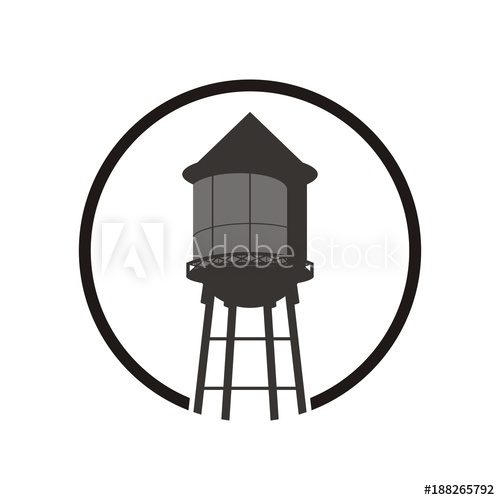 500x500 Water Tower Logo Design Template Vector Illustration