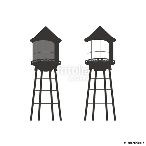 500x500 Water Tower Logo Design Template Vector Illustration Stock Image