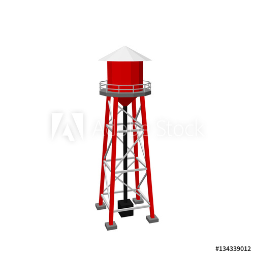 500x500 Water Tower.isolated On White Background. Vector Illustration