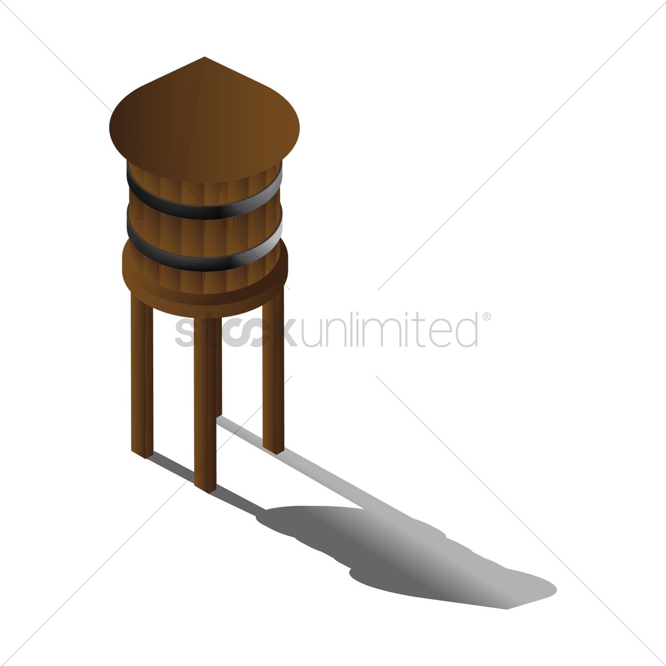 1300x1300 Wooden Water Tower Vector Image
