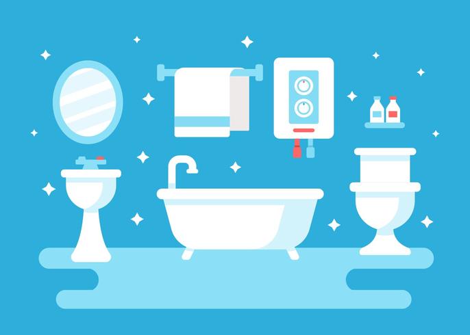 686x490 Bathroom With Water Heater Vector