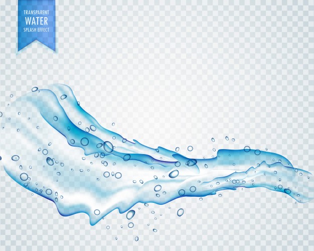 626x500 Transparent Water Splash With Drops In Light Blue Color Flowing In