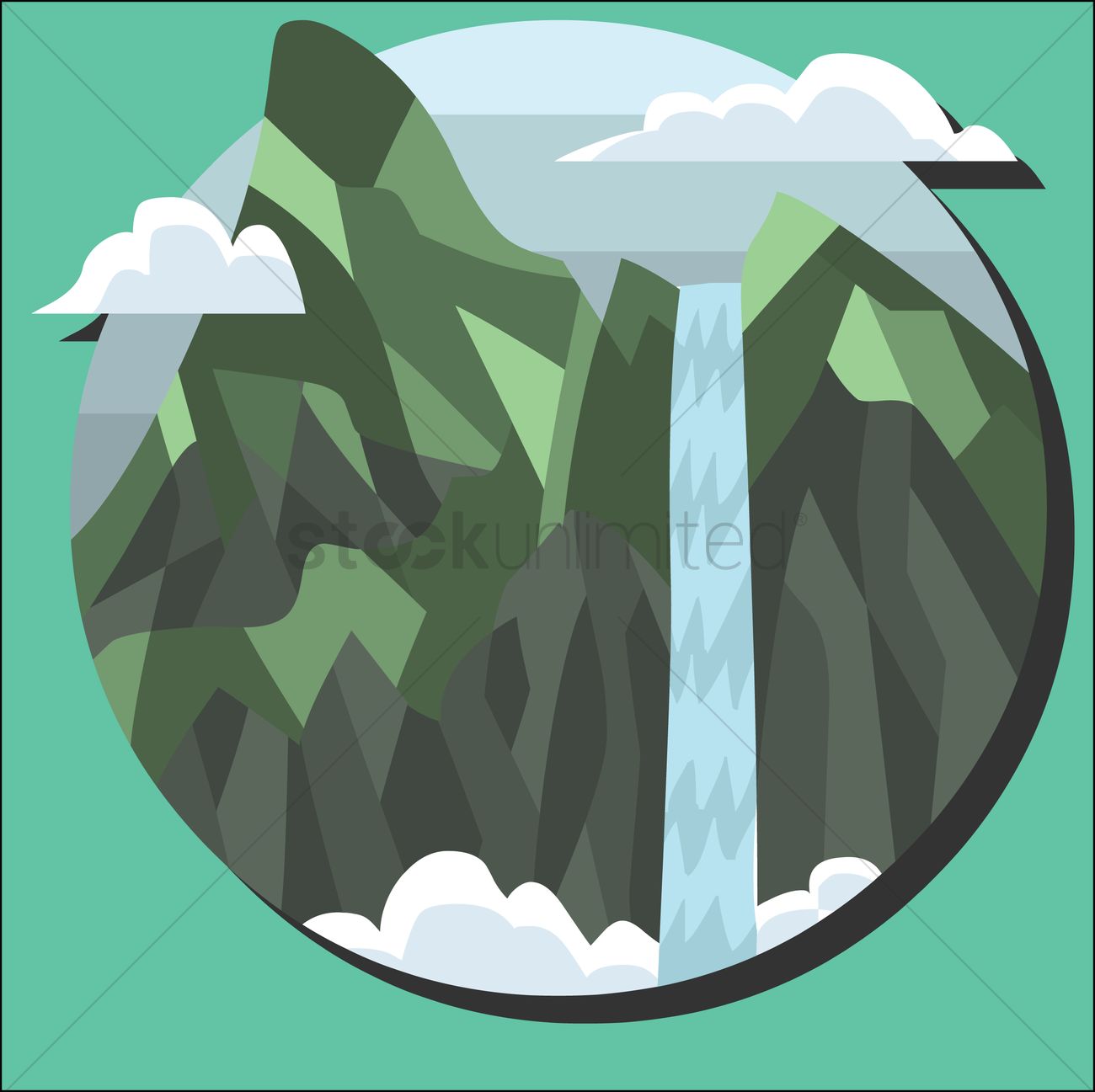 1300x1297 Waterfall Vector Image