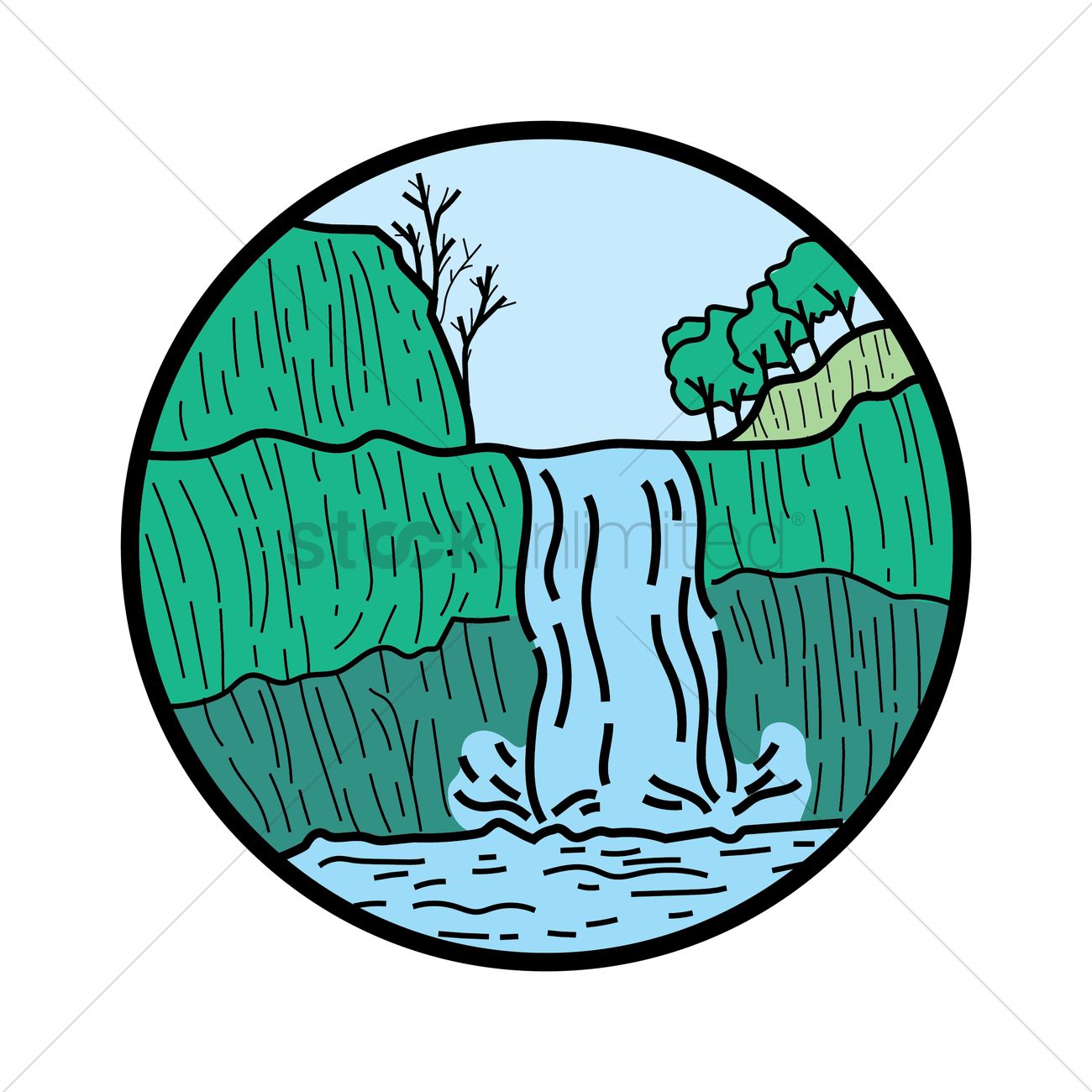 1300x1300 Waterfall Vector Image