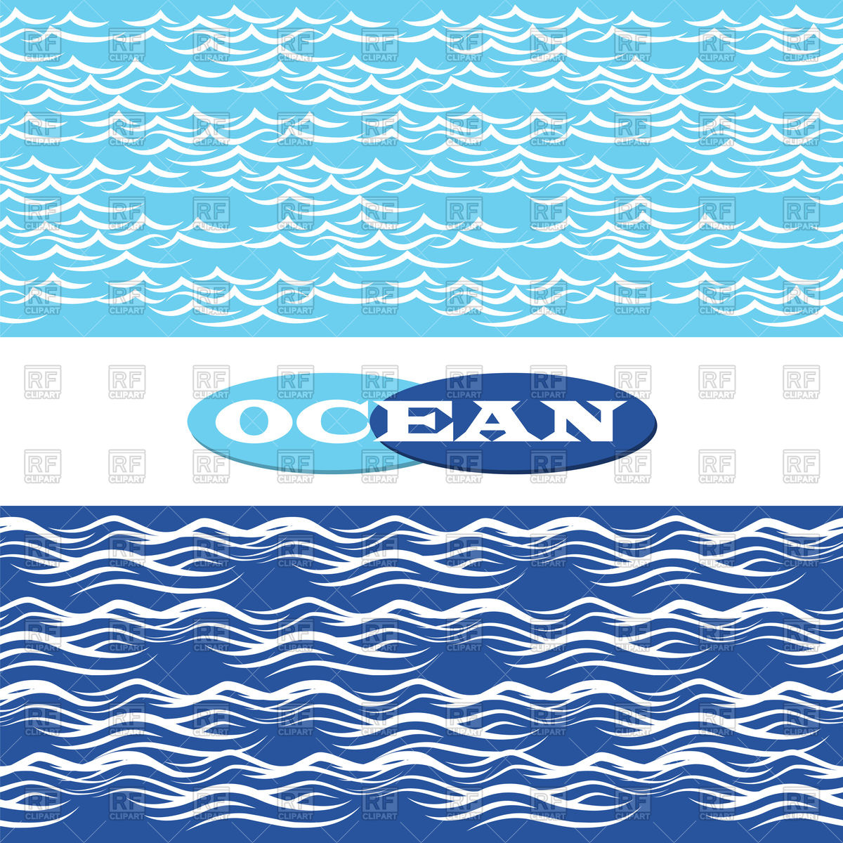 1200x1200 Hand Drawn Blue Ocean Waves Seamless Borders Vector Image Vector